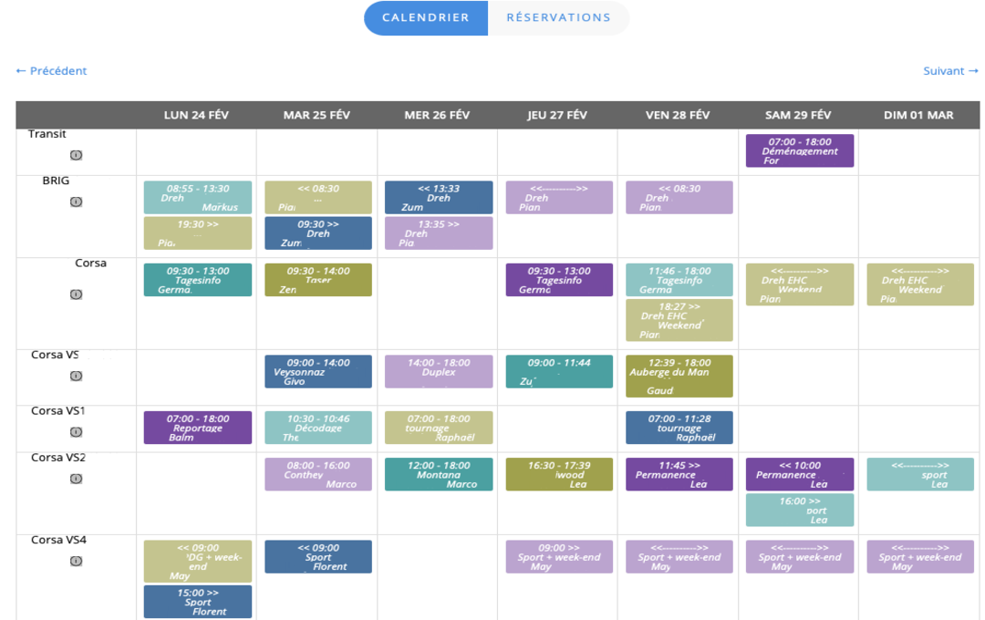 Calendrier de Réservation